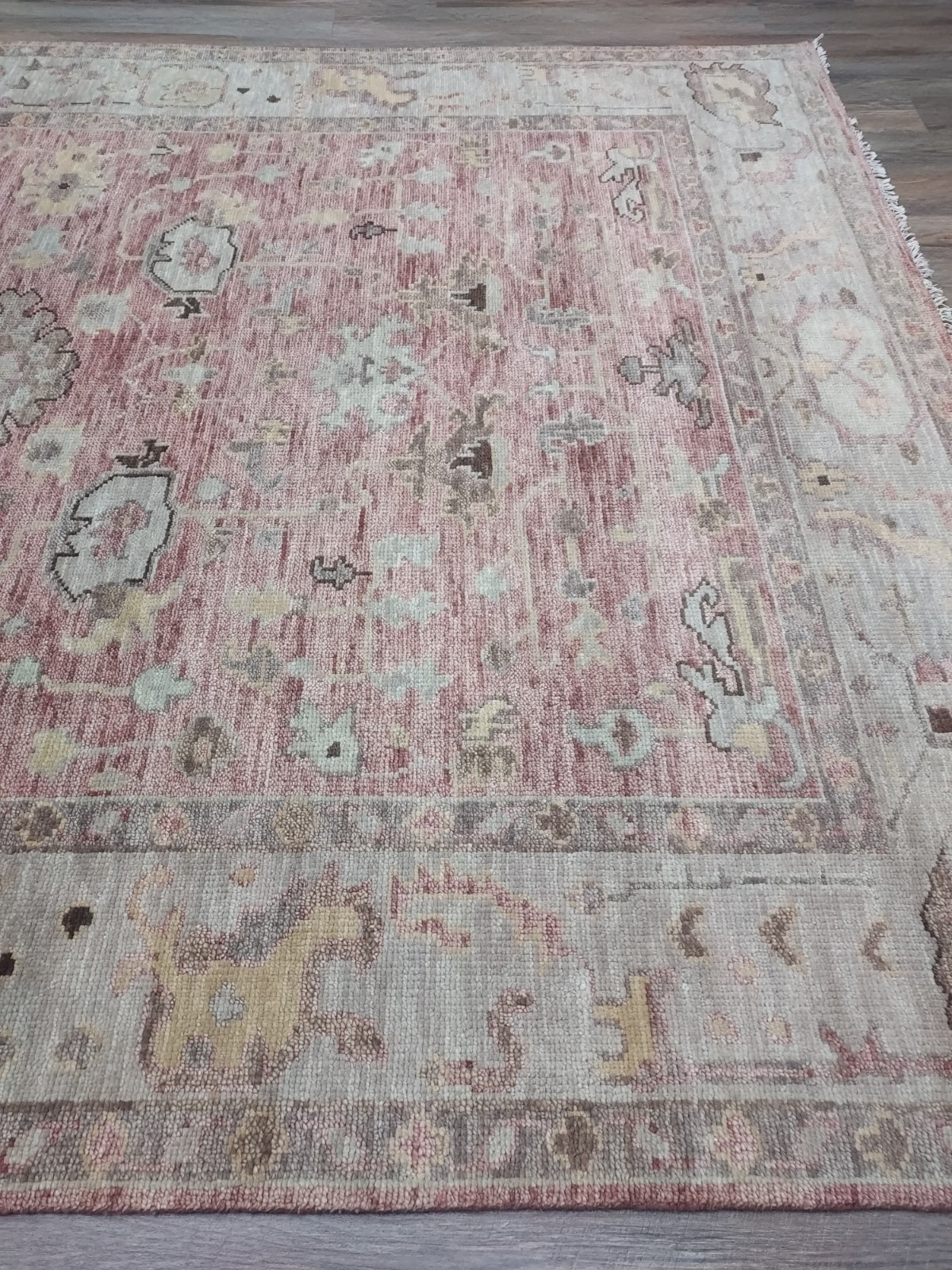 TURKISH OUSHAK RUG.MODERN MULTICOLORED AREA RUG 9×12 Ft, HANDMADE BOHEMIAN RUG