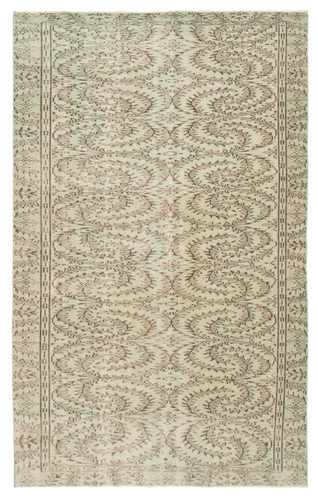 Traditional Hand-knotted Area Rug 5’6″ x 8’10” Light Green Oriental Carpet