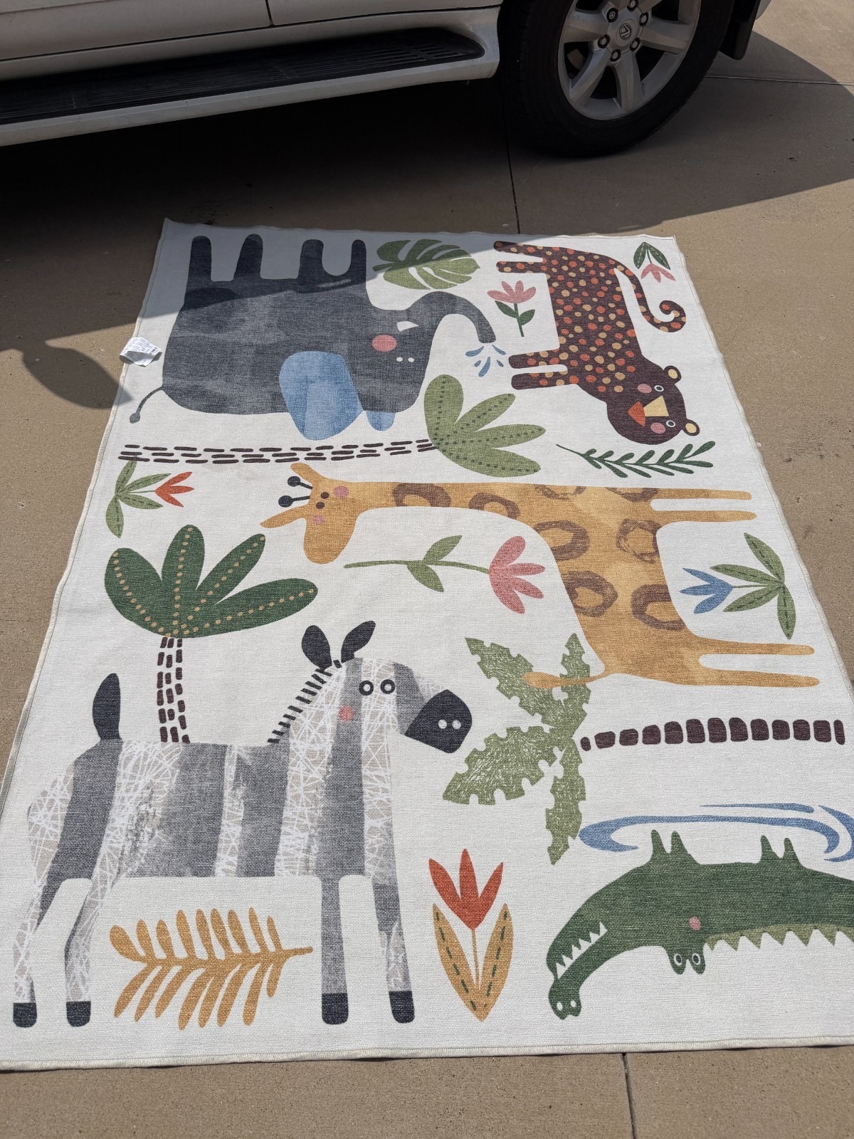 Ruggable Jungle Safari Multicolor Flat woven animal print Rug Cover ONLY 5×7