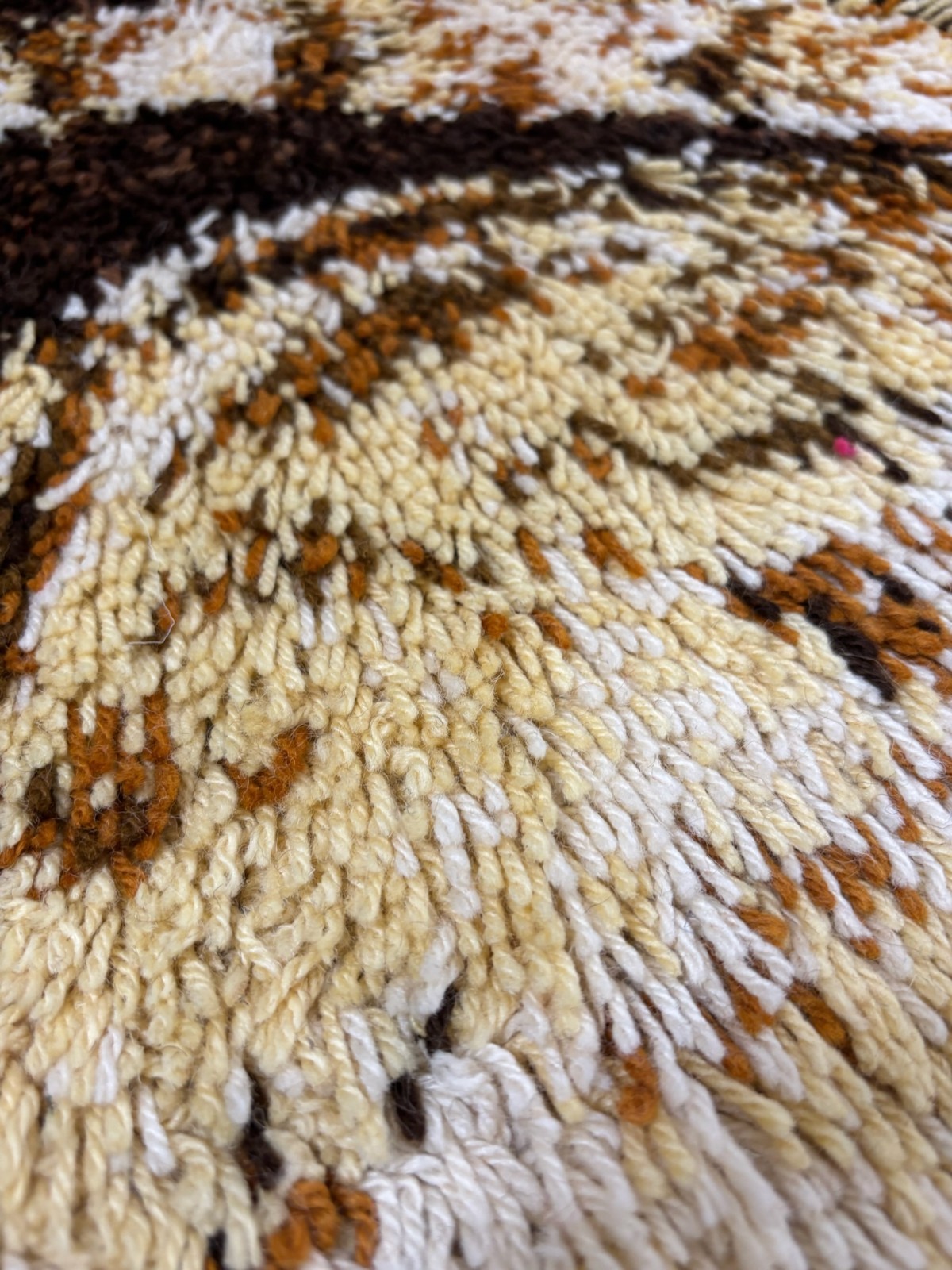 1960’s AIDA Brown Beige Cat Tapestry UNUSED Modern Mid Century Rya Rug Wool
