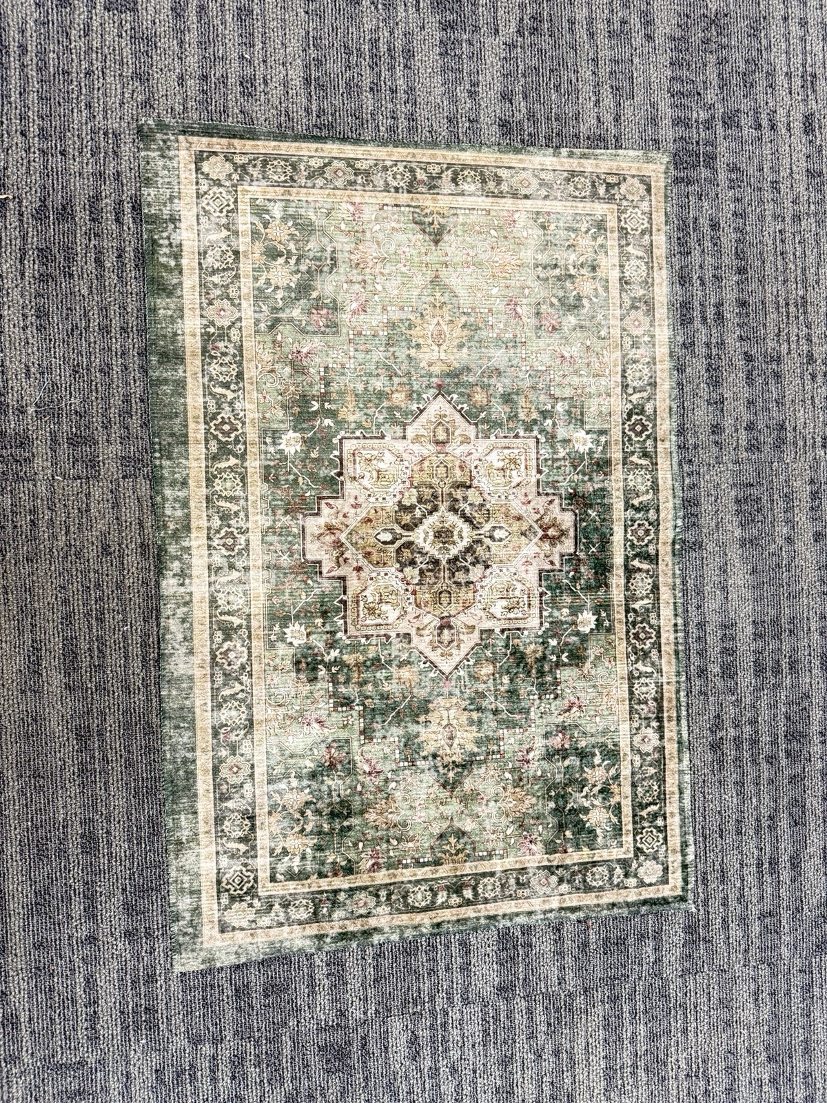 2×3 ft. Area Rug Green/Beige/Brown Non-Slip Washable