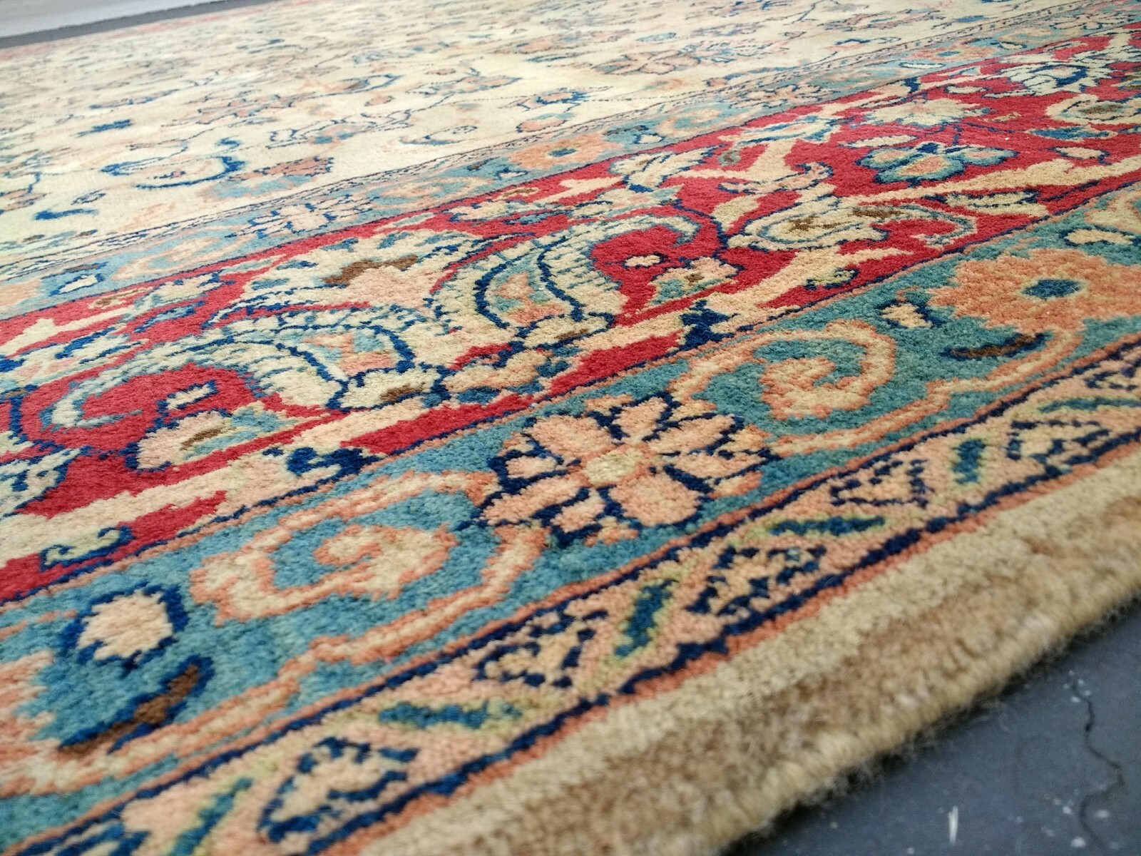 8’10″x12’9″ Sarough Rug carpet Oriental Handmade VegDye 100%kork wool Beige 9×13