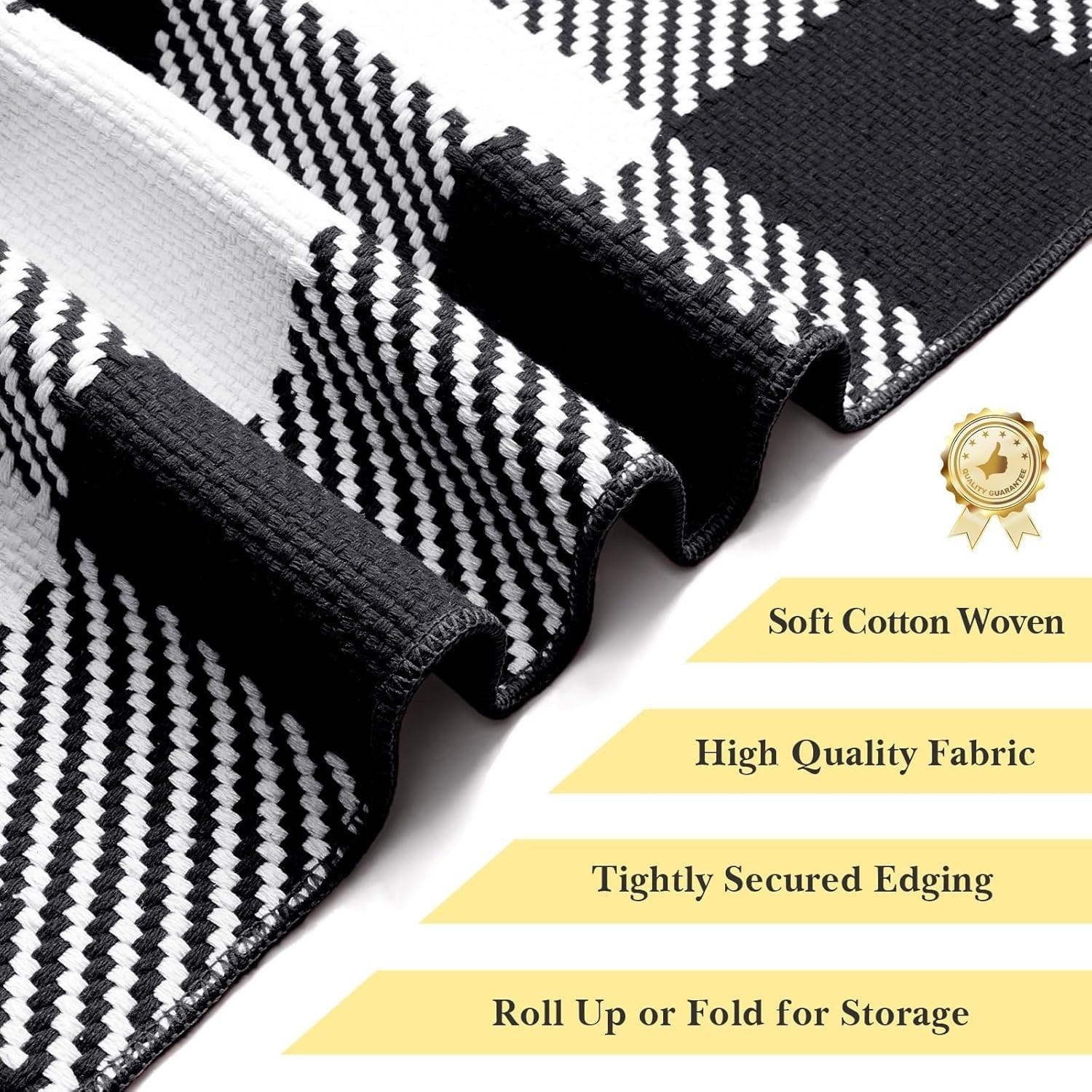 Area Rug, 2’4’’ x 3’7’’ Black and White Checkered Rug Plaid Outdoor Rugs, Sof…
