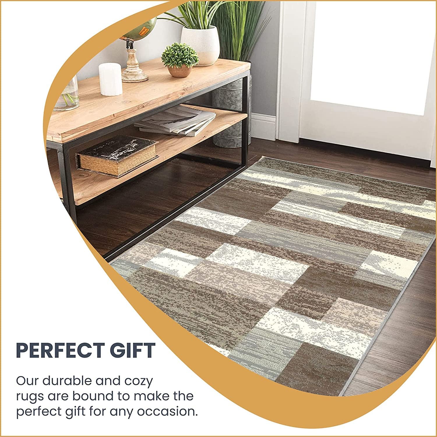 SUPERIOR Rockwood Modern Geometric Indoor Area Rug, 2’x3′, L Blue Ivory