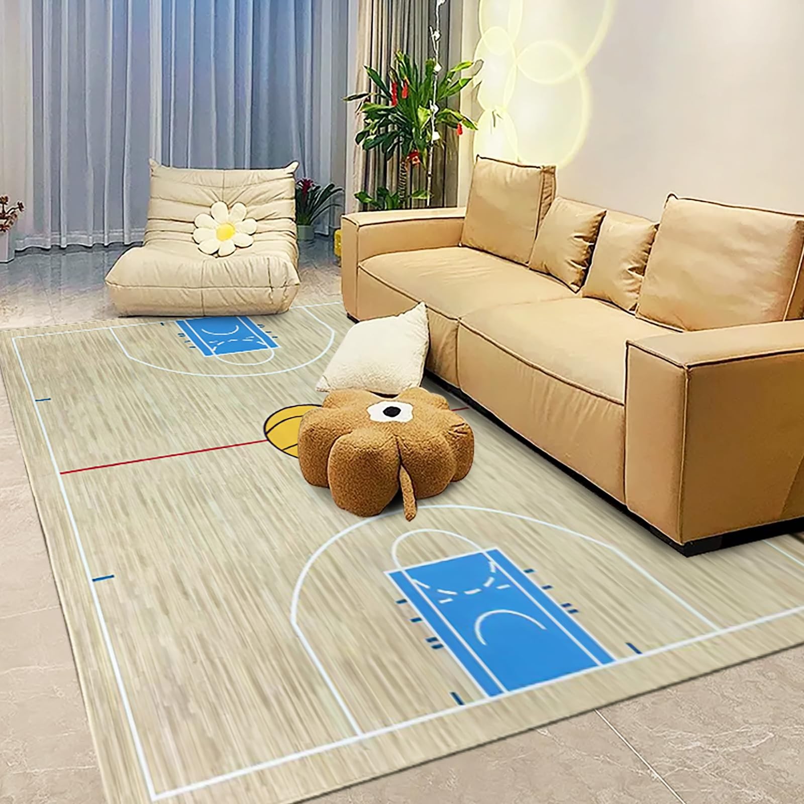 5×6 Basketball Court Carpet, for Home Decoration, Non-Slip Floor mats, Sports…