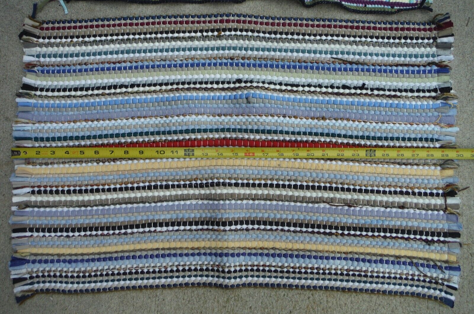 Lot of 2 Vintage Rectangular Handmade Rag Rugs 28 x 16 & 30 x 18.5