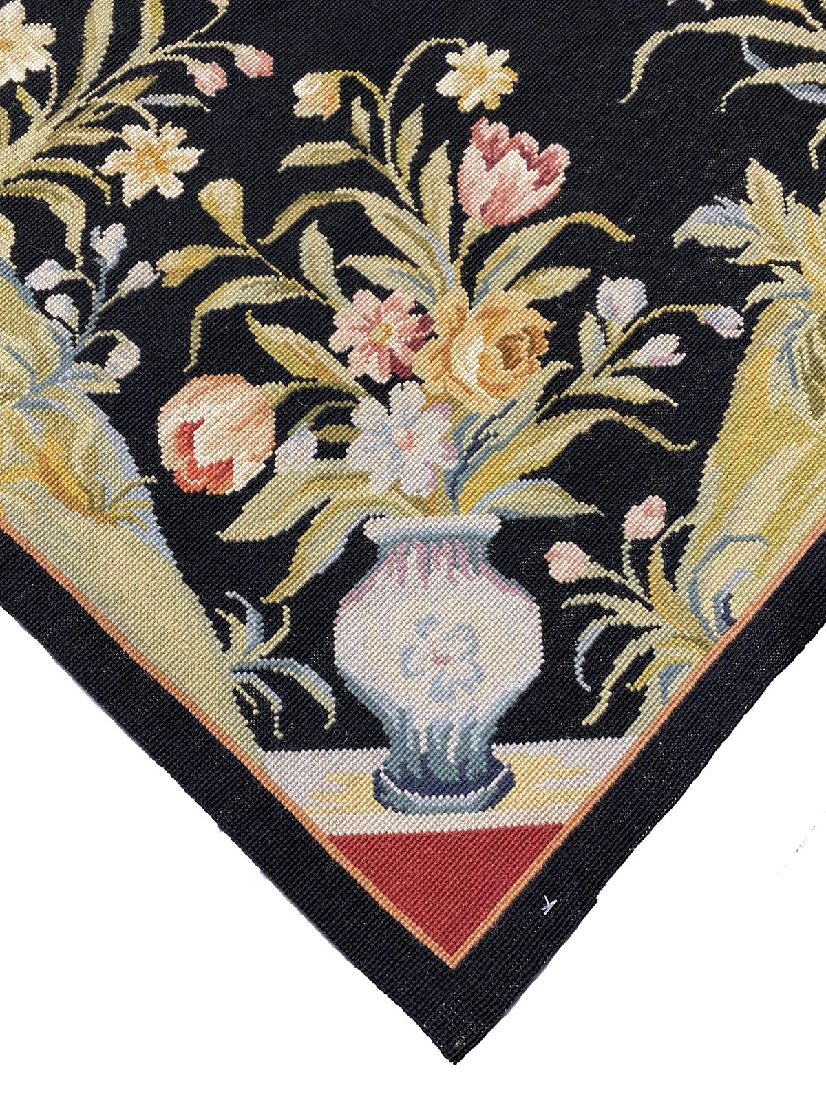 6.0 x 9.0 Needle Point English Garden NICE ANIMALS BLACK #F-6920