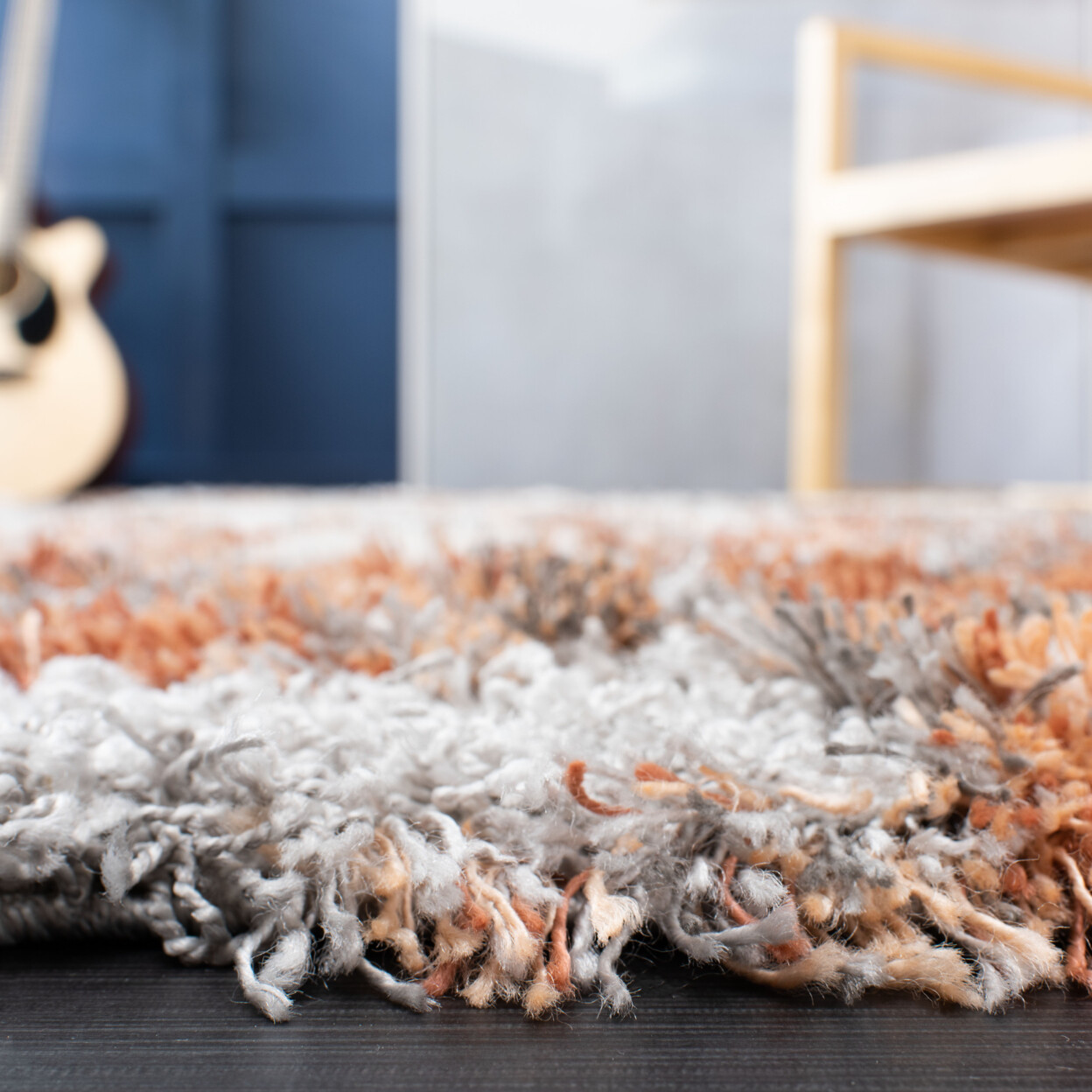SAFAVIEH Contemporary Abstract Modern 2″ Plush Shag Area Rug Grey & Rust Horizon