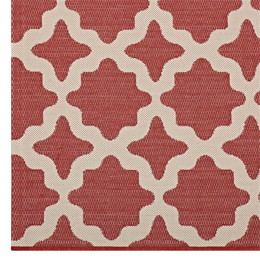 Modway Cerelia 108×143.5″ Moroccan Trellis Fabric Area Rug in Red and Beige