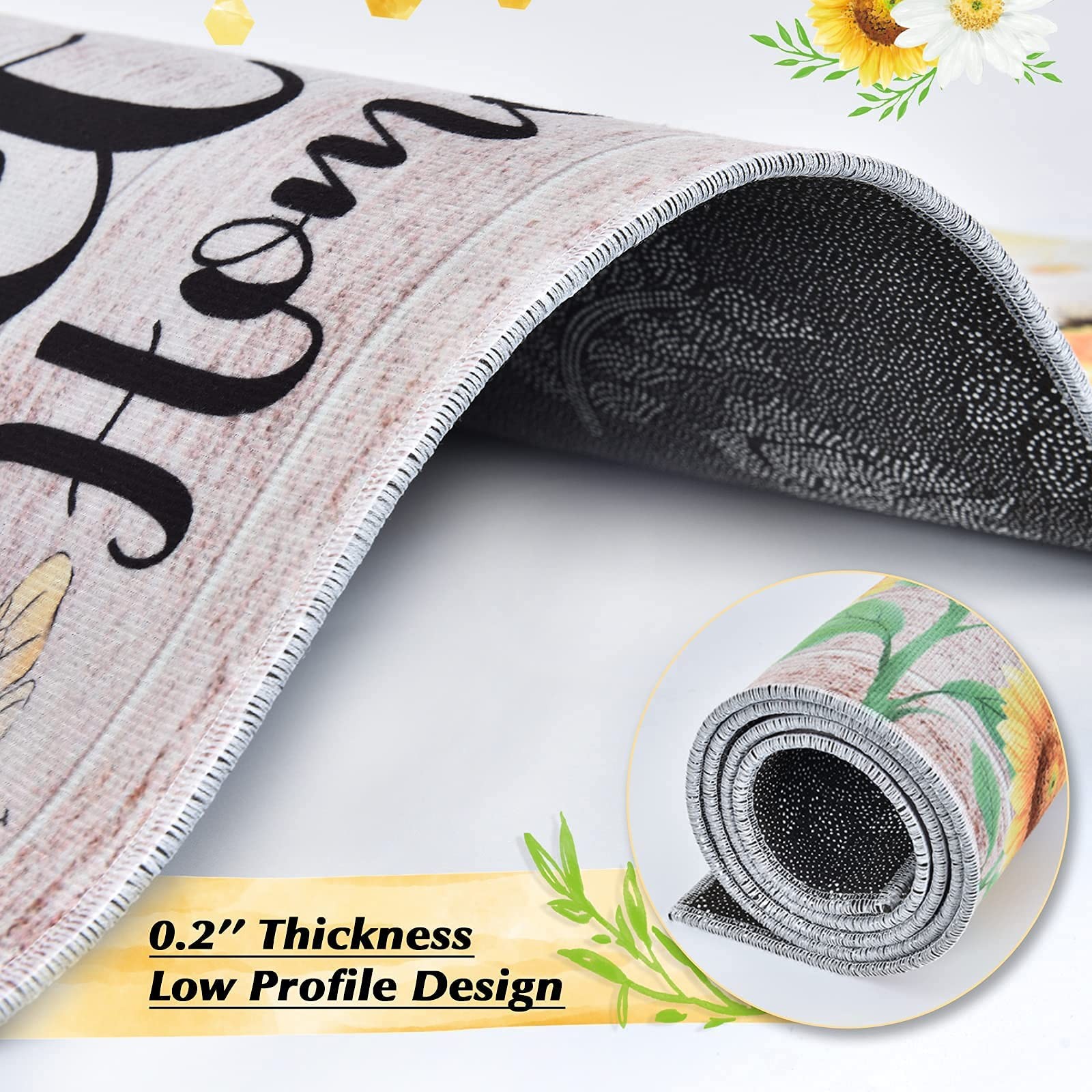 Sunflower Kitchen Decor Rugs Set- 2 Piece Kitchen Mats Non-Slip Kitchen Backi…