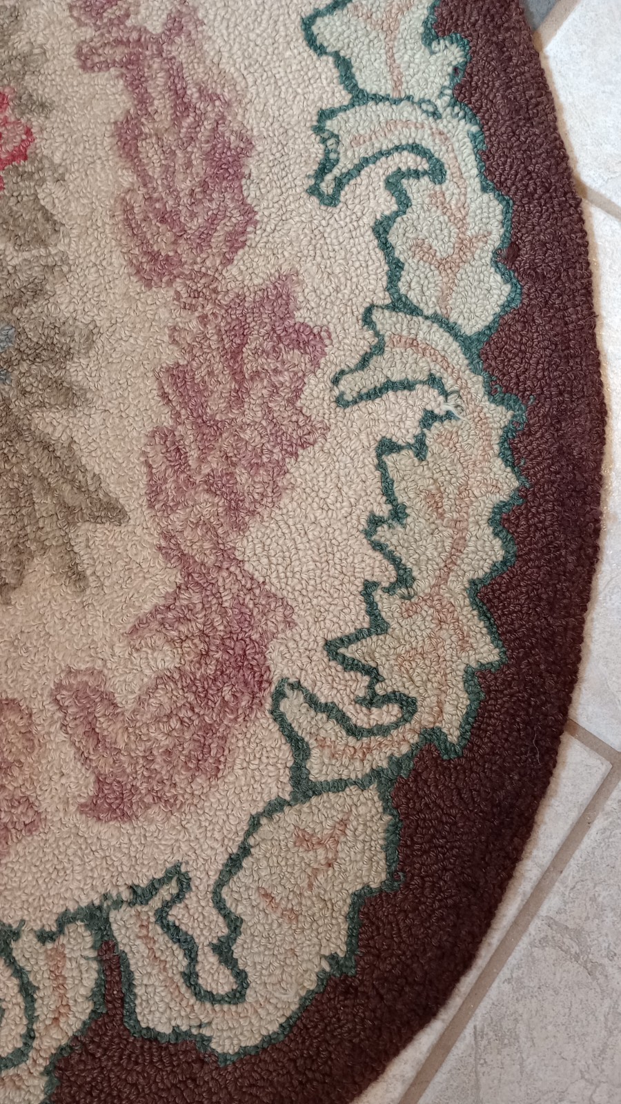 Rare Priscilla Turner Rug Guild Oval Floral Wool 5′ X 3′