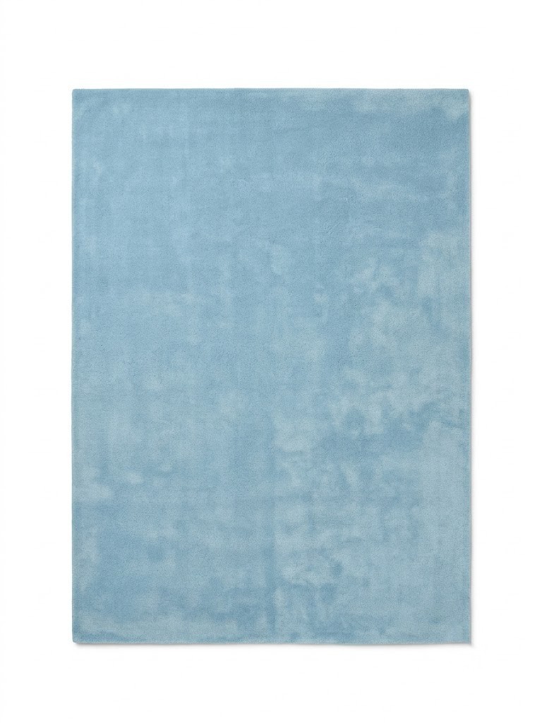 Hand Tufted Sky Blue Wool Area Rug Modern Solid Handmade Plush Carpet Any Size