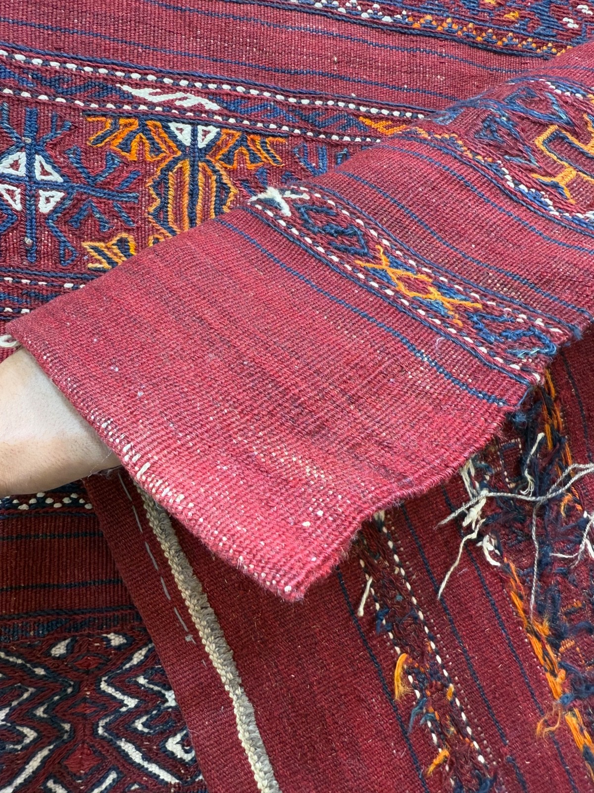 Vintage Fabulous Hand Woven Afghan Wool Weaving Kilim Rug Floor Area 126×164 Cm