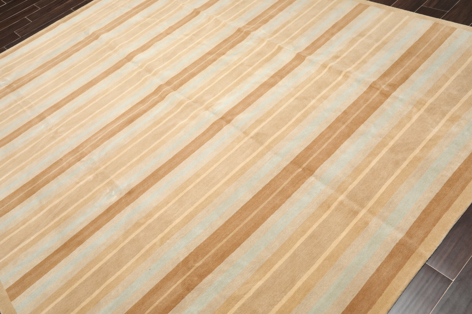 8’x 10′ Hand Knotted Tibetan 100% Wool Stripes 150 KPSI Modern Area Rug Tan