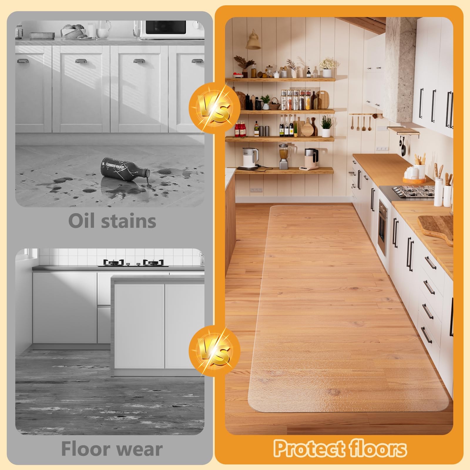 Clear Runner Rug 3’x10′ for Hallway – Non Slip Waterproof Vinyl Carpet Protec…