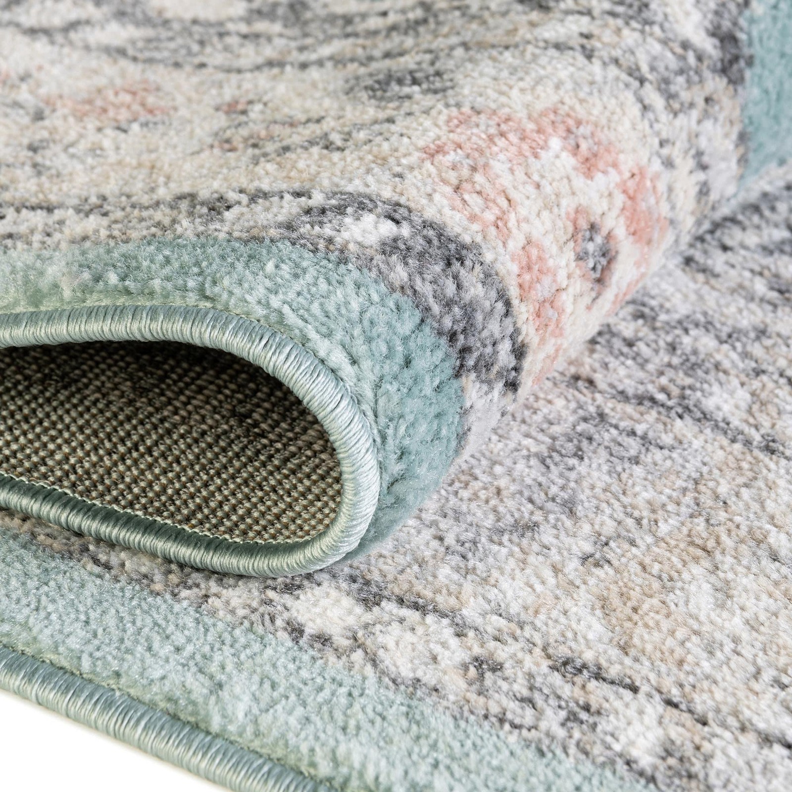 Unique Loom Parker Area Rug – Merakli 3′ 3″ Round Aqua/Beige