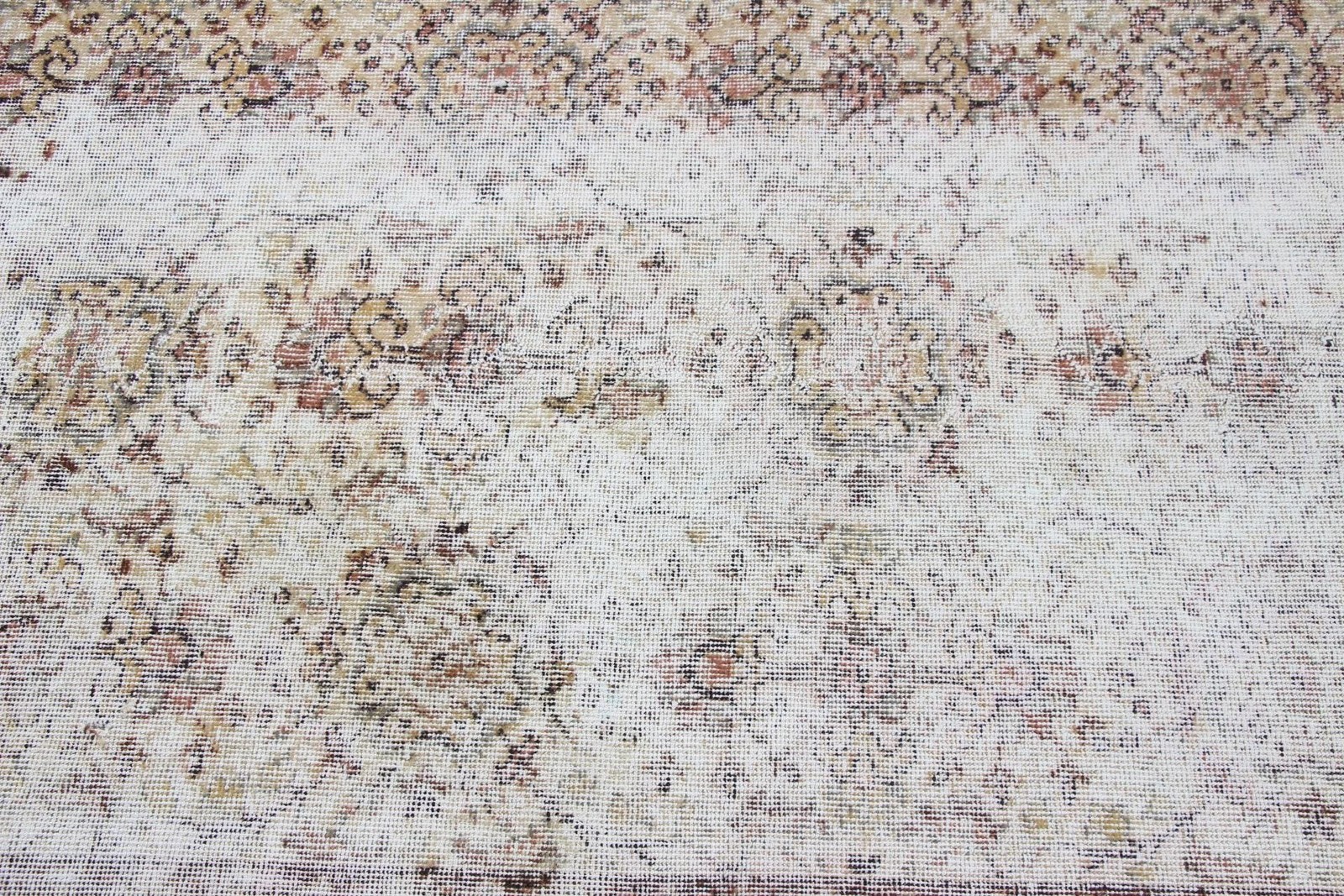 3,8×6,7 ft Vintage Rug, Area Turkish Rug, White Floral Rug