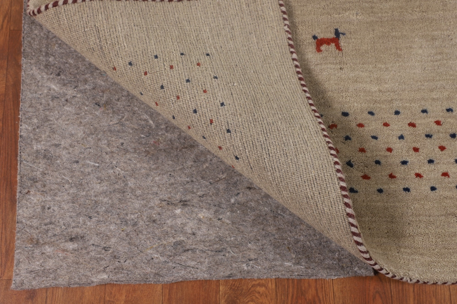 Tribal Handmade Wool Rug Gabbeh Beige Carpet 5×6 ft.