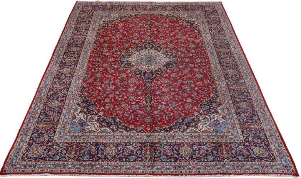 10′ x 13′ Rose Red Perssiaan Signed Kashhan Rug 81329