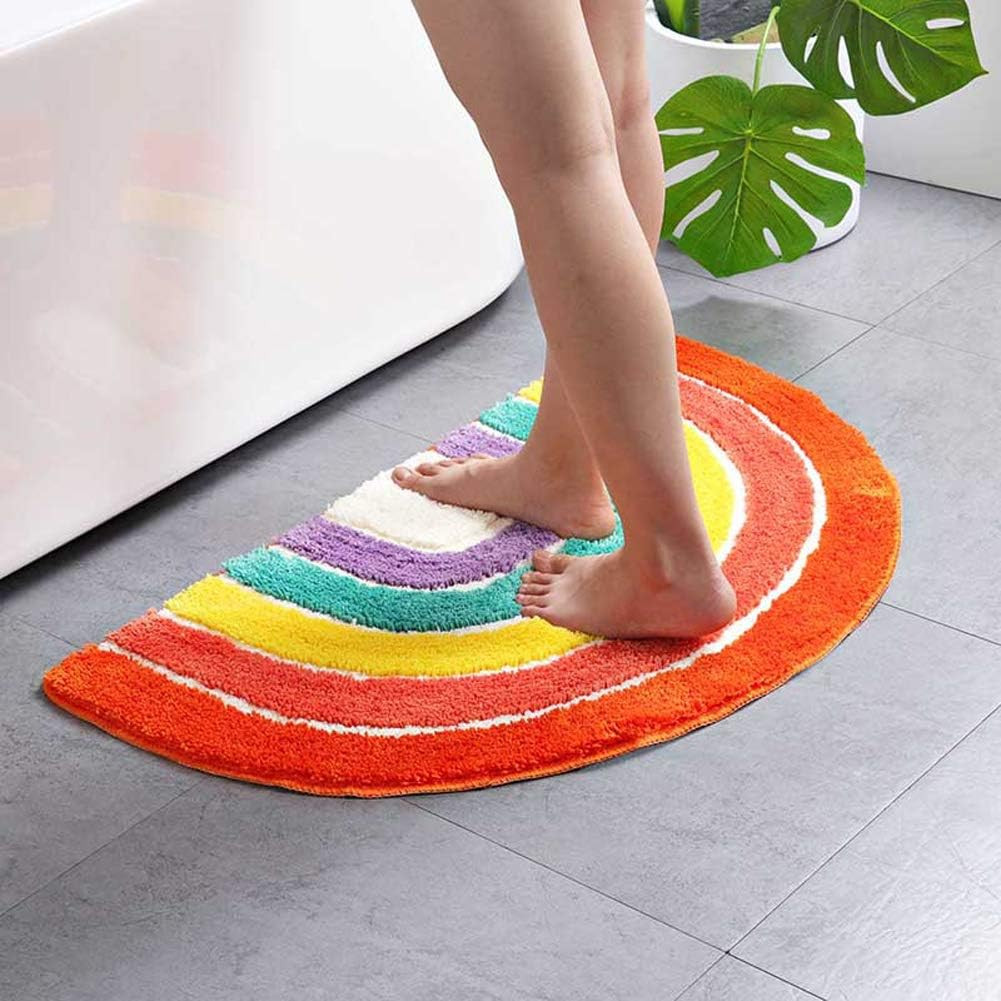 Rainbow Semi-Circle Mat for Front Door Bath Home Decorative Carpet Soft Area Rug