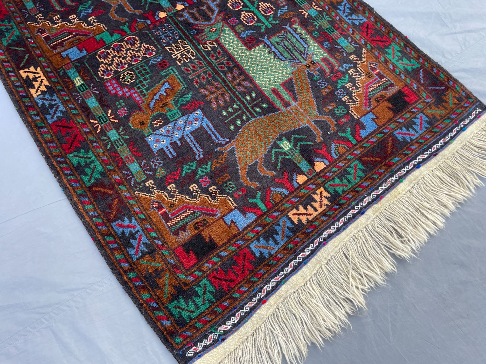 3×5 Collectible Baluchi Pictorial Rug Afghan Wool Carpet Animal Folk Art Tribal