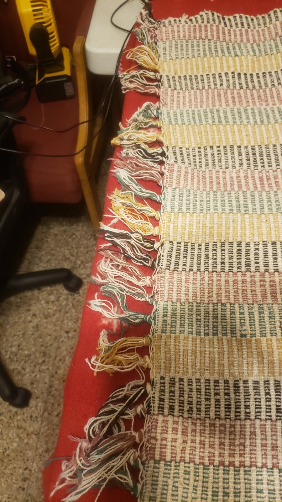 VINTAGE HANDWOVEN RUG MADE IN INDIA, BEAUMONT, JEWELTONE, 95% COTTON 29″BY48″
