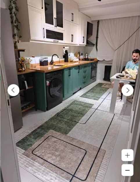 Machine Washable Non-Slip Base Stain-Proof Striped Living Room Kitchen Carpet