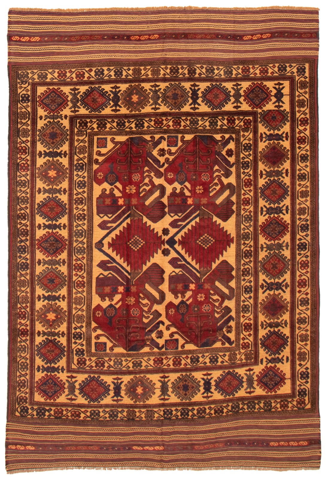 Traditional Dark Red Hand-knotted Area Rug 6’3″ x 9’0″ Oriental Carpet