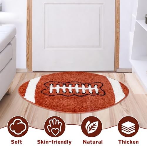 Football Rug, 32” × 20” Football Room Decor, Rug for Boys Room, Slip Brown