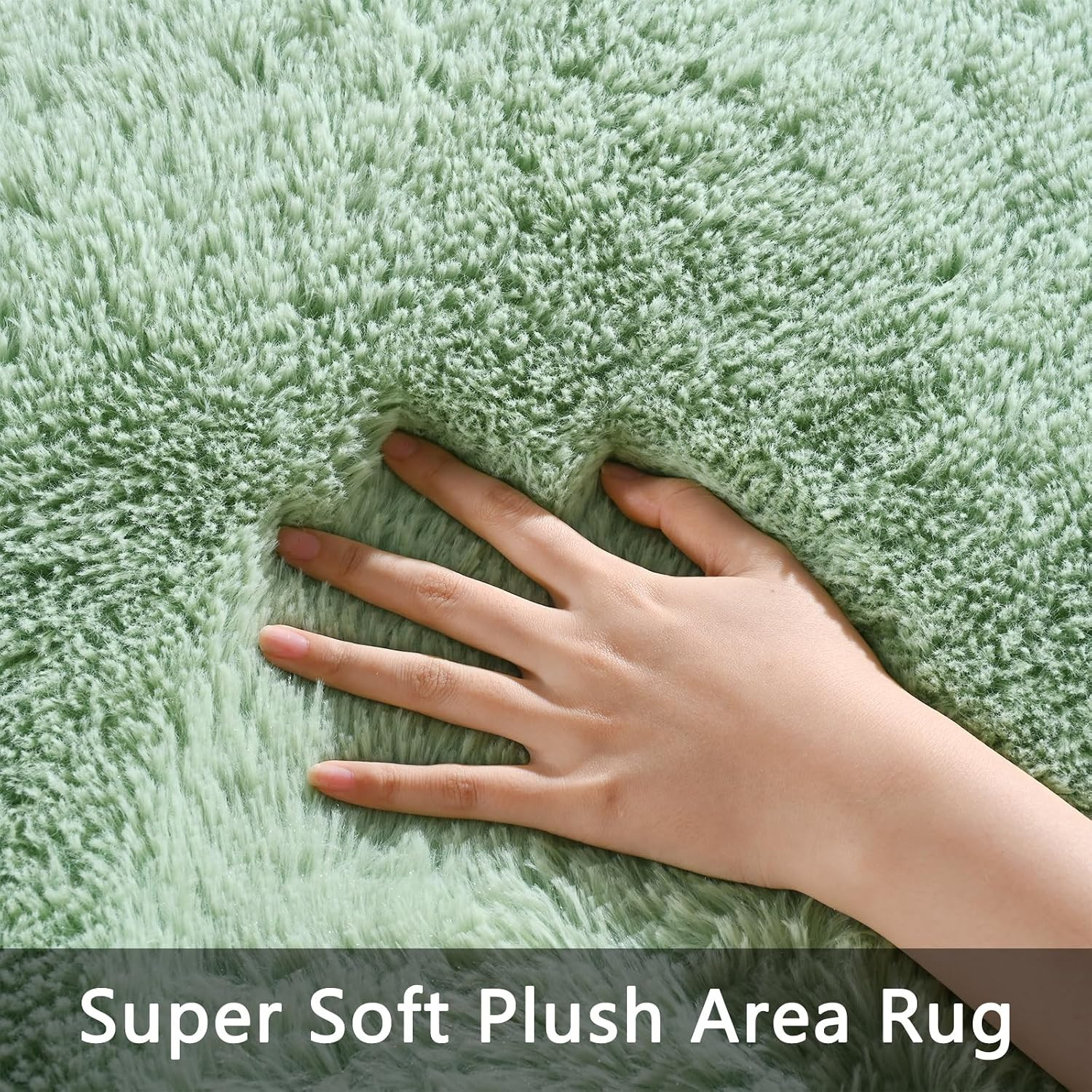 Fluffy Sage Green Area Rug for Bedroom Living Room, 4X6 Feet Soft Plush Fuzzy Ru