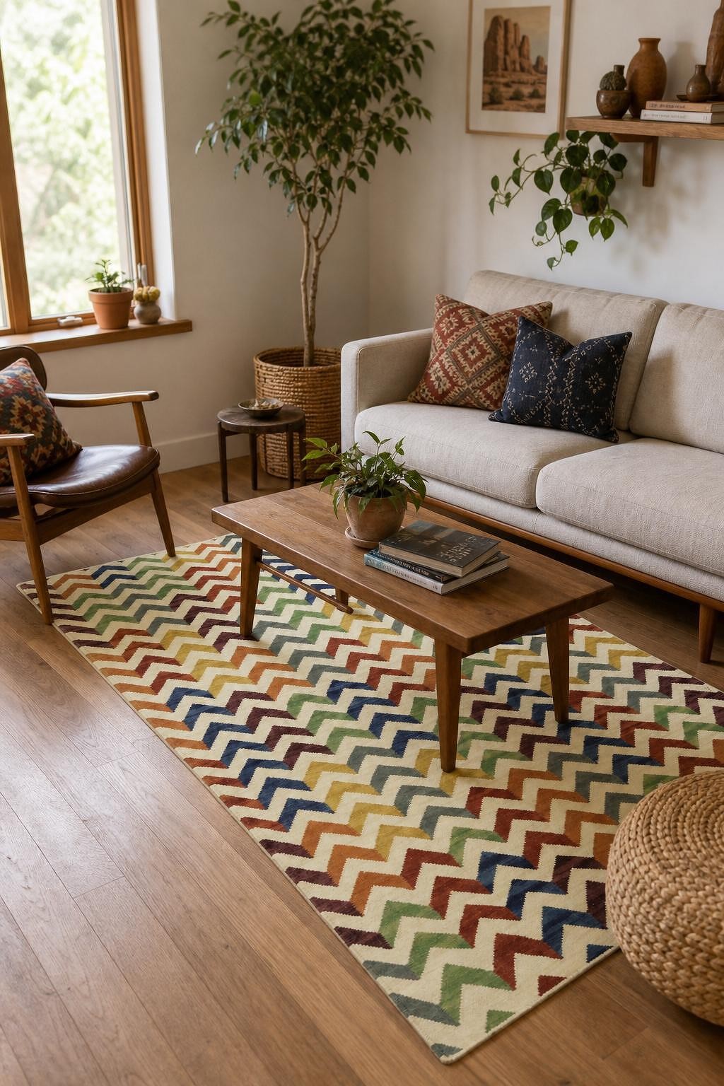Modern 5×8 Chevron Pattern Area Rug in Bright Multicolor