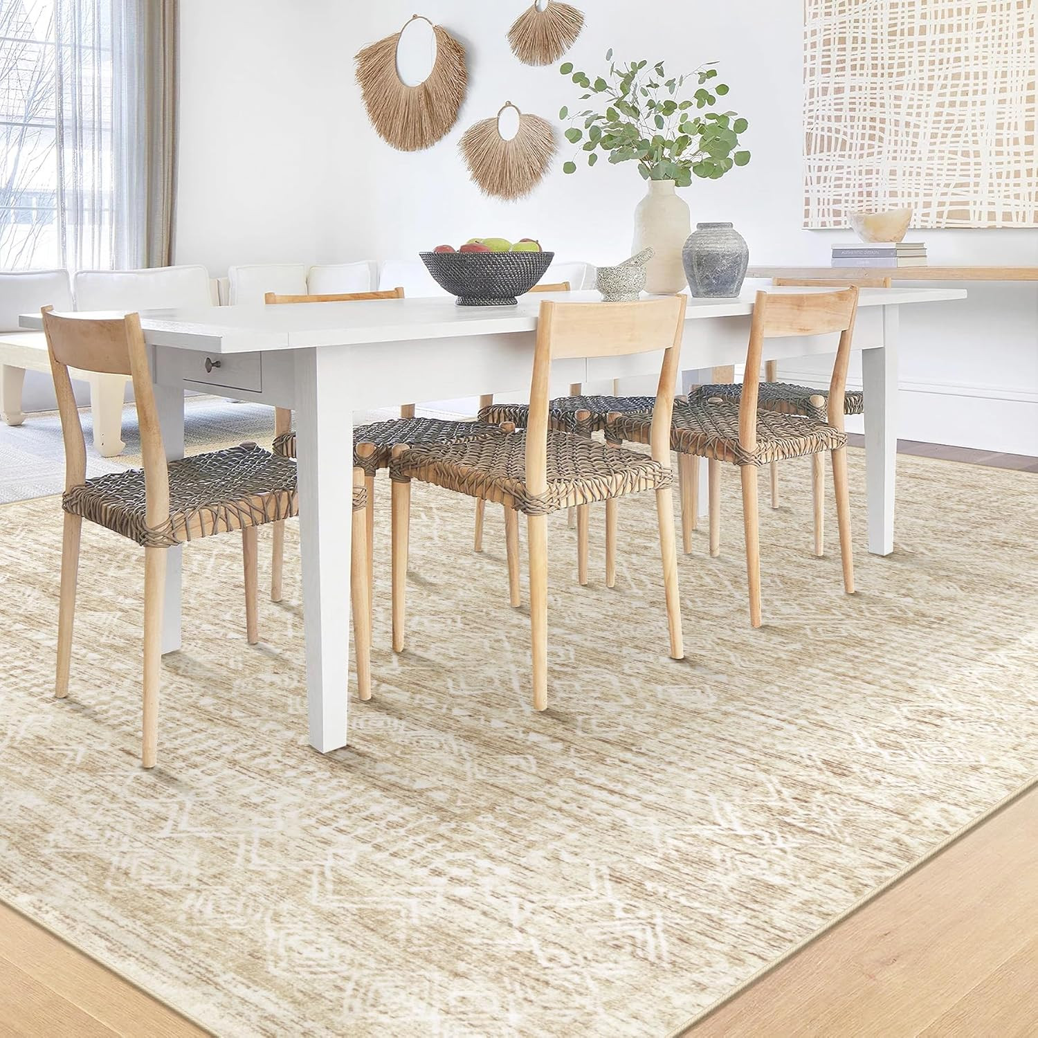 6X9 Area Rugs for Living Room: Washable Moroccan Geometric Boho Rug Farmhouse No