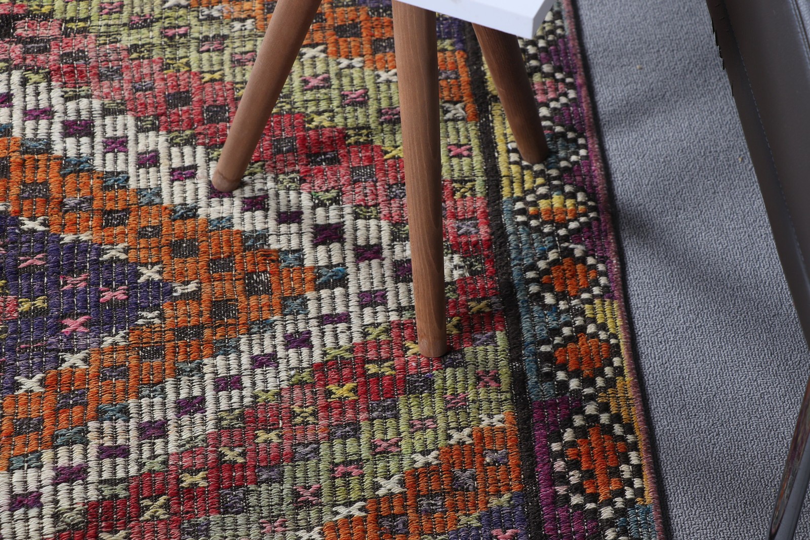 Turkish 5,4×8,6 ft Large Rug, Vintage Rug, Kilim Red Check Rug