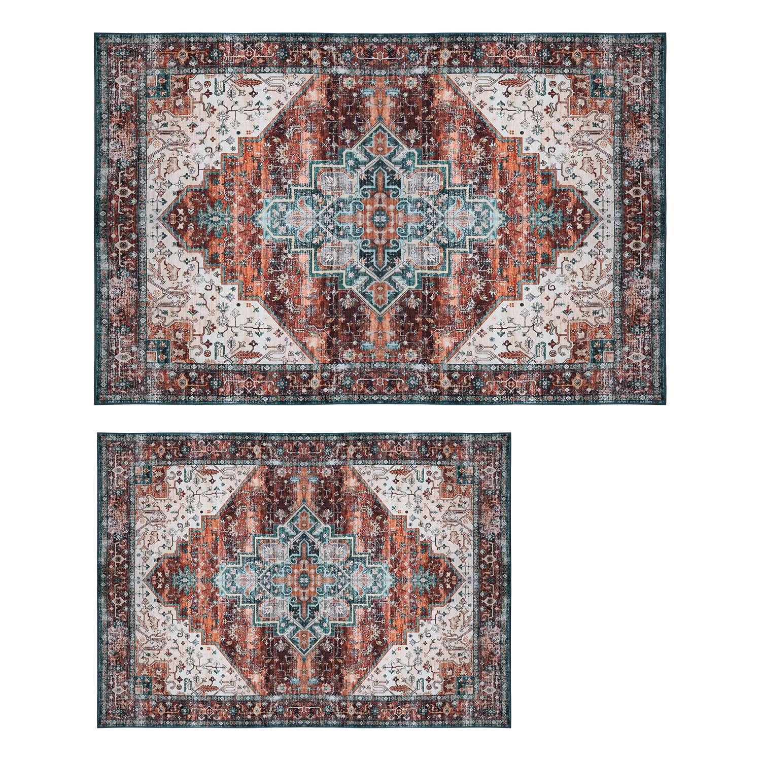 8x10FT Modern Vintage Area Rug Non Slip Carpet Waterproof Soft Washable Rug