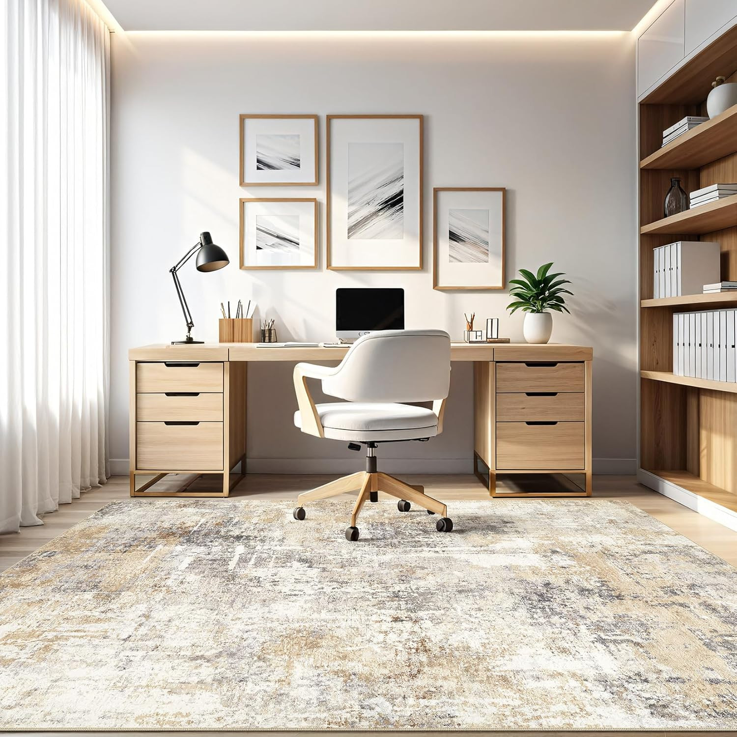 Large Washable Abstract Area Rug – Soft Non-Slip Carpet for Home & Office