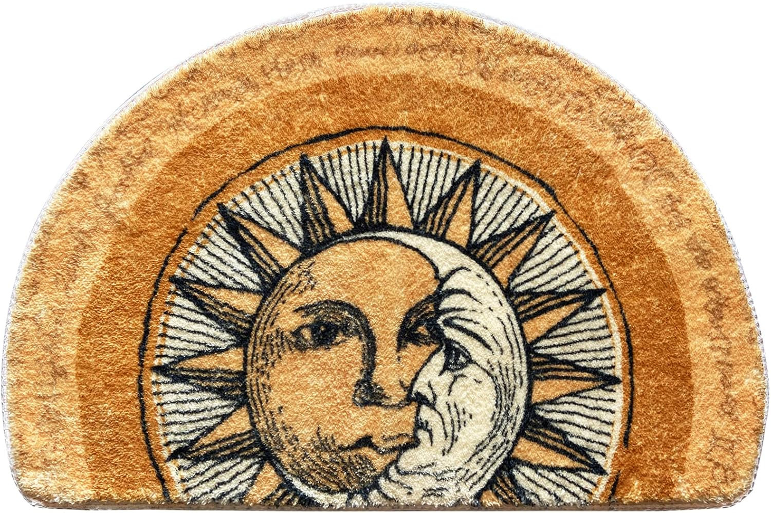 Half round Door Mat, Semi Circle Bathroom Floor Rug, Tarot Sun Moon Welcome Entr