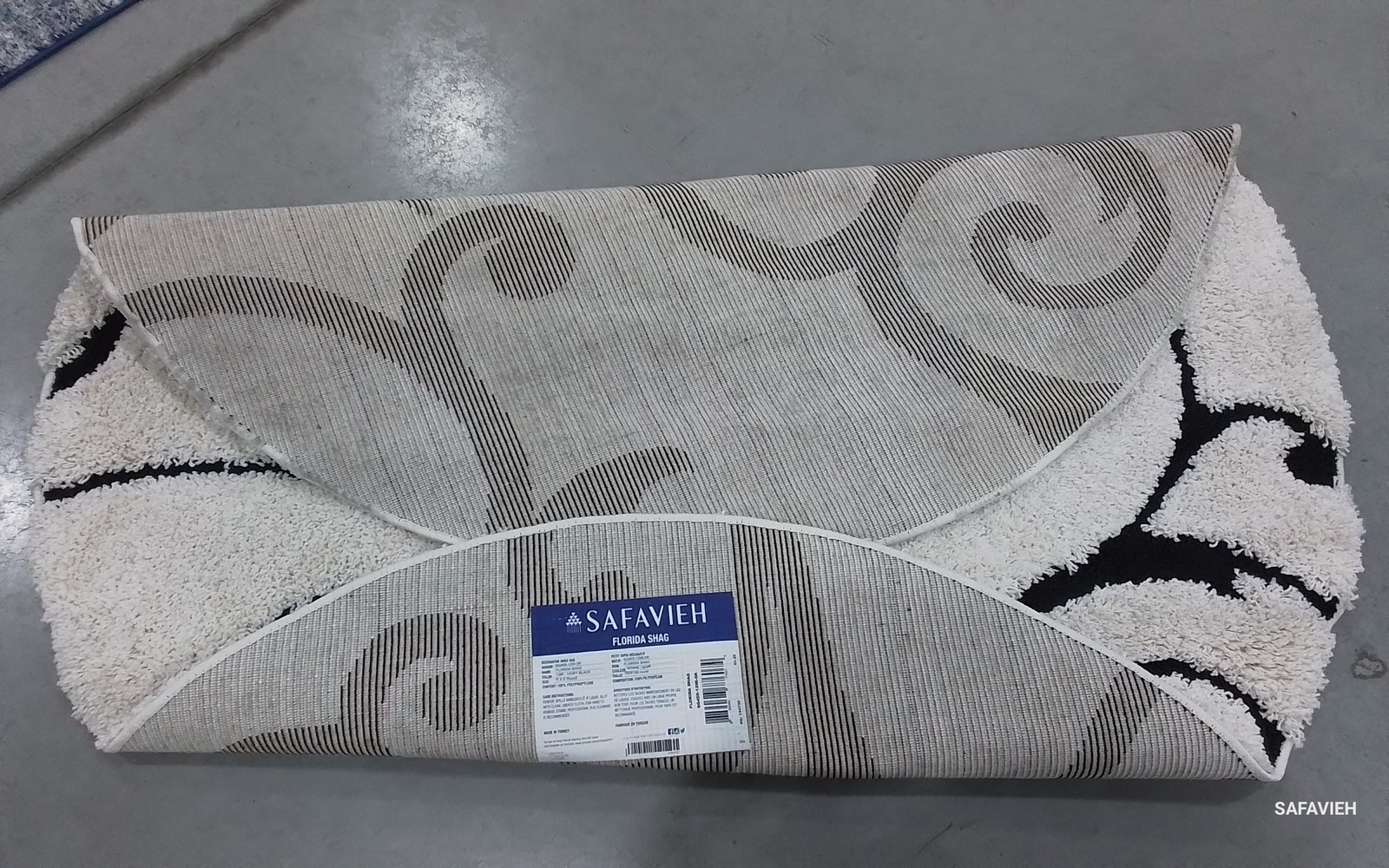 IVORY/BLACK 5′-0″ x 5′-0″ Back Stain Rug, Reduced Price 1172808934 SG455-1290-5R