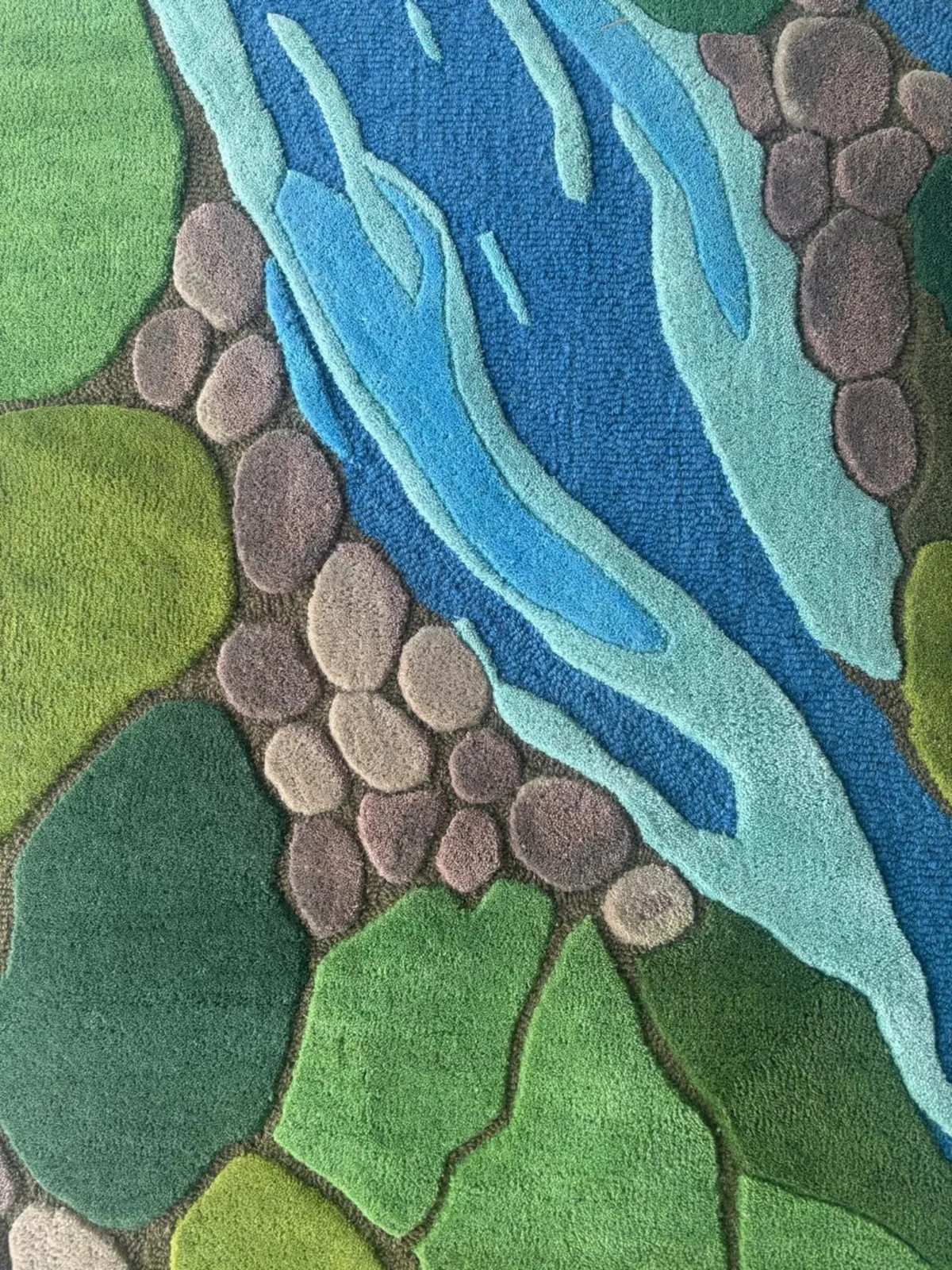 Hand tufted wool rug 8×10 9×12 new zealand wool rug – 3d Green Forest Koi River