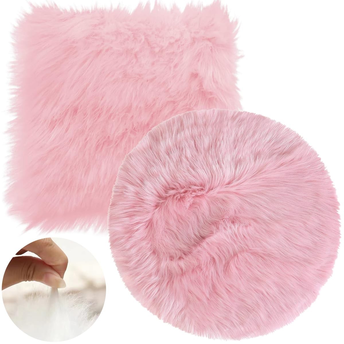 Dxmimer 2Pack 12 Inches Mini Faux Fur Rug,Soft Fluffy Plush Area Rug Chair Co…