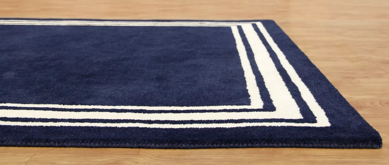 Hotel Harper Rug Border Navy Blue Modern Hand-Tufted Wool Soft Area Rug Carpet