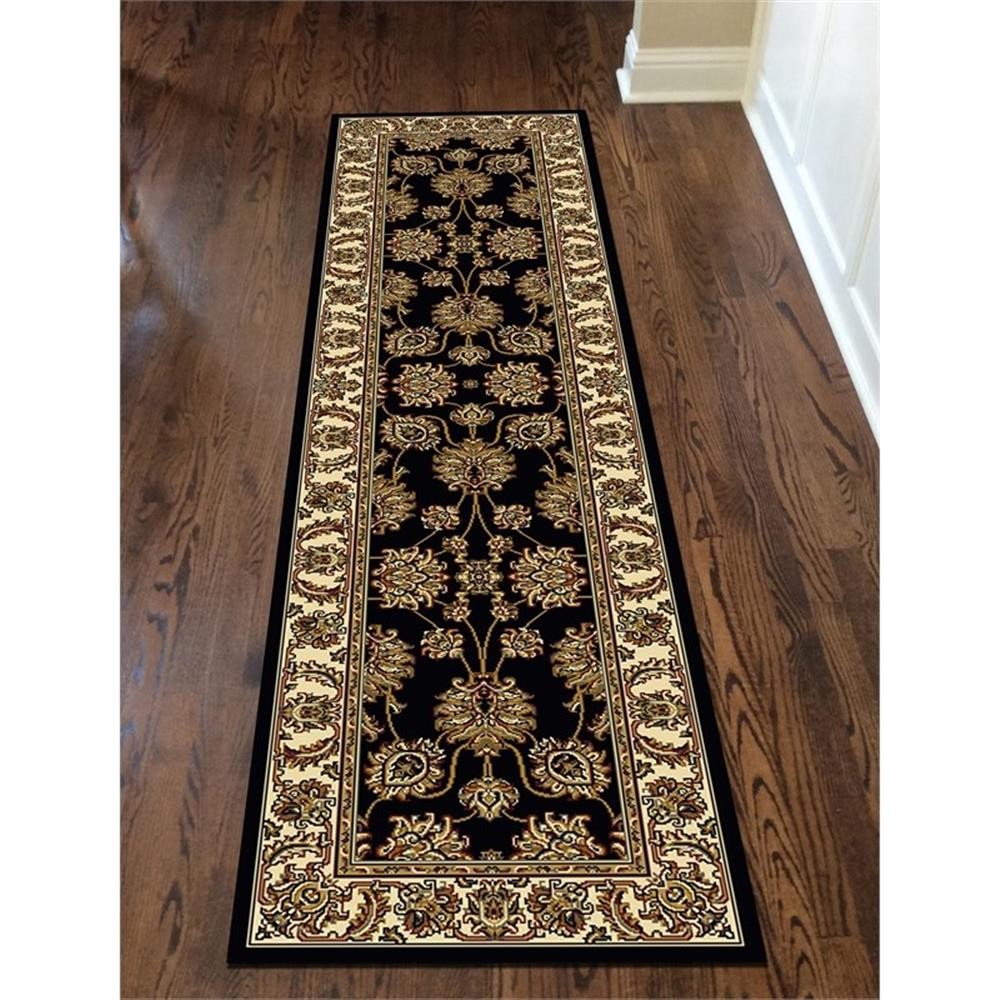Pemberly Row Traditional 2’2″ x 8′ Rectangular Fabric Rug in Black