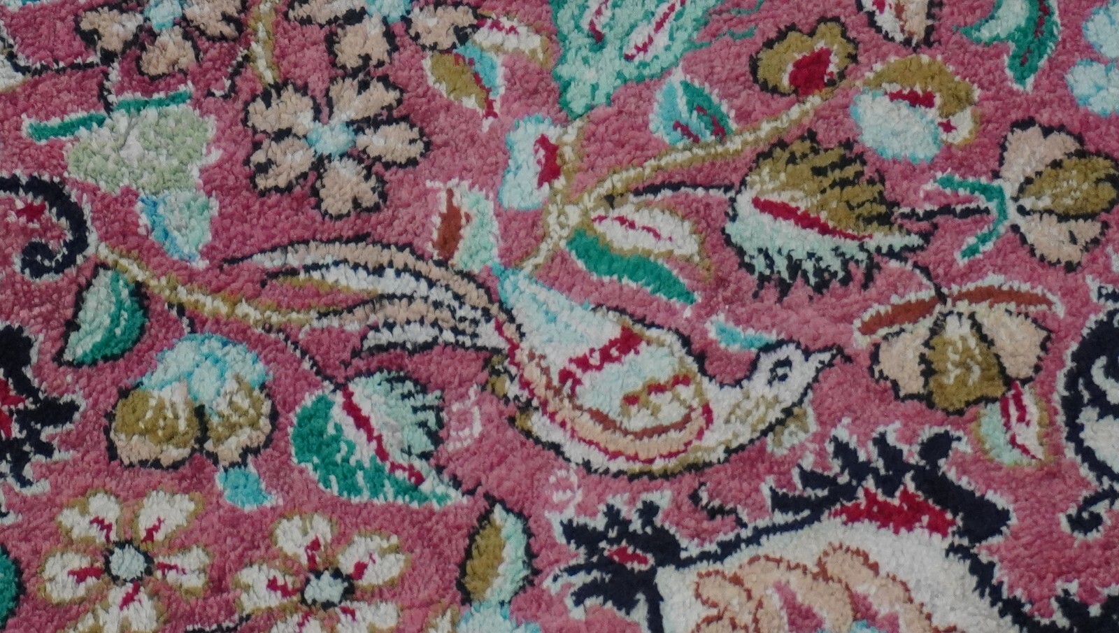 Stunning Pure Silk Hand Knotted Birds Flowers Oriental Rug 3’6″ x 5’3″ Excellent
