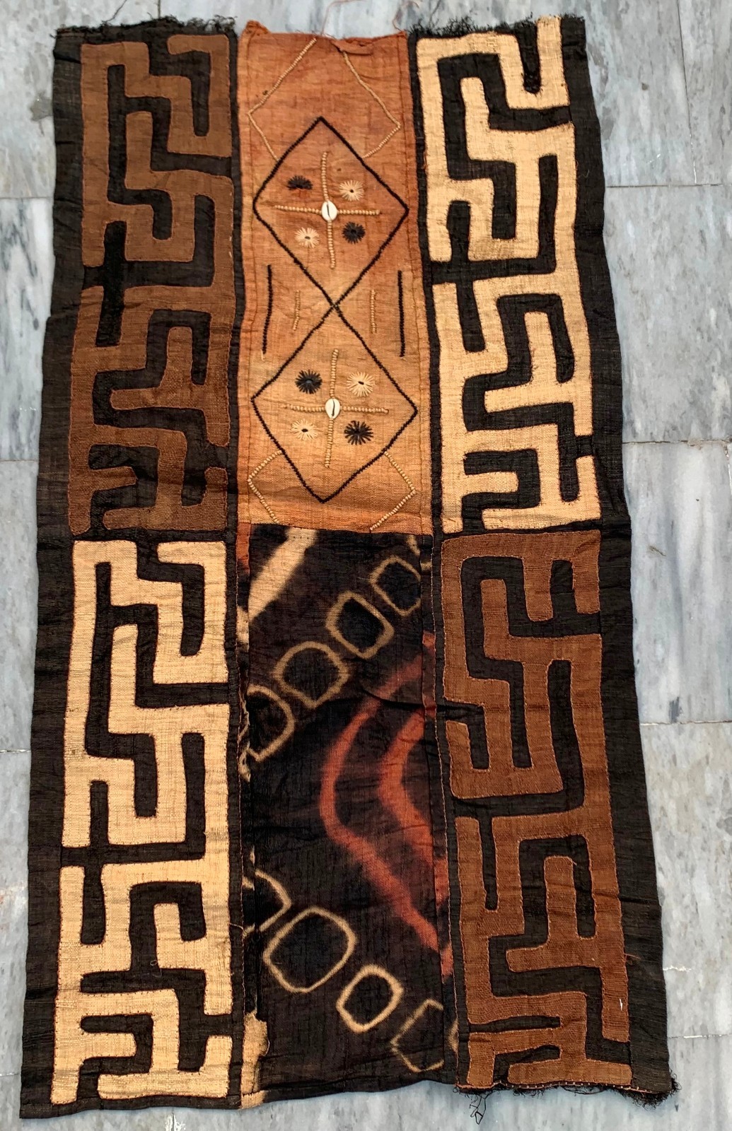 Vintage African Kuba Cloth, Natural Woven, Handmade Fabric,Tribal Cloth 2×4 ft