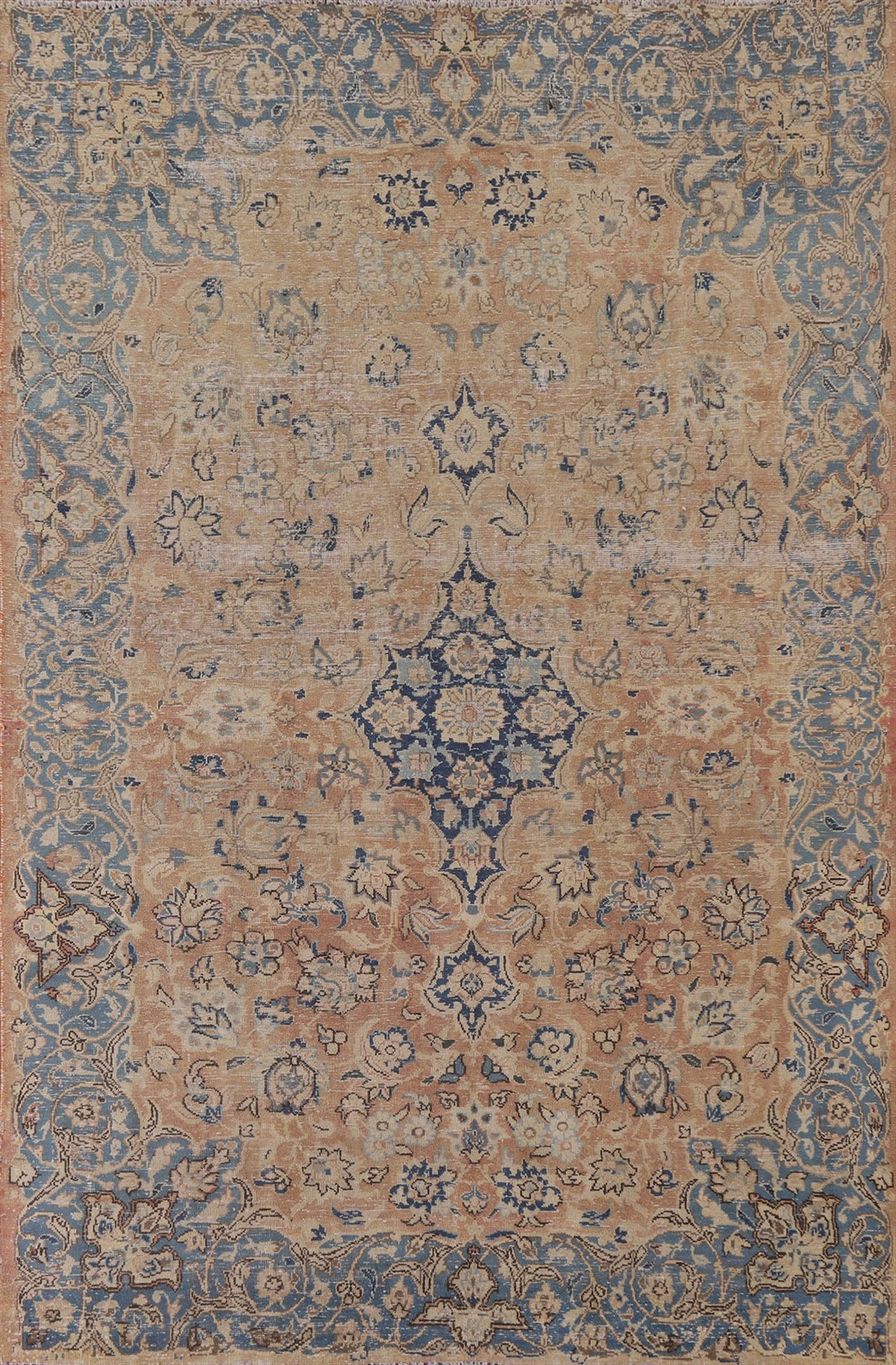 Distressed Traditional Area Rug 6×9 Handmade Wool Floral Pattern Semi-Antique