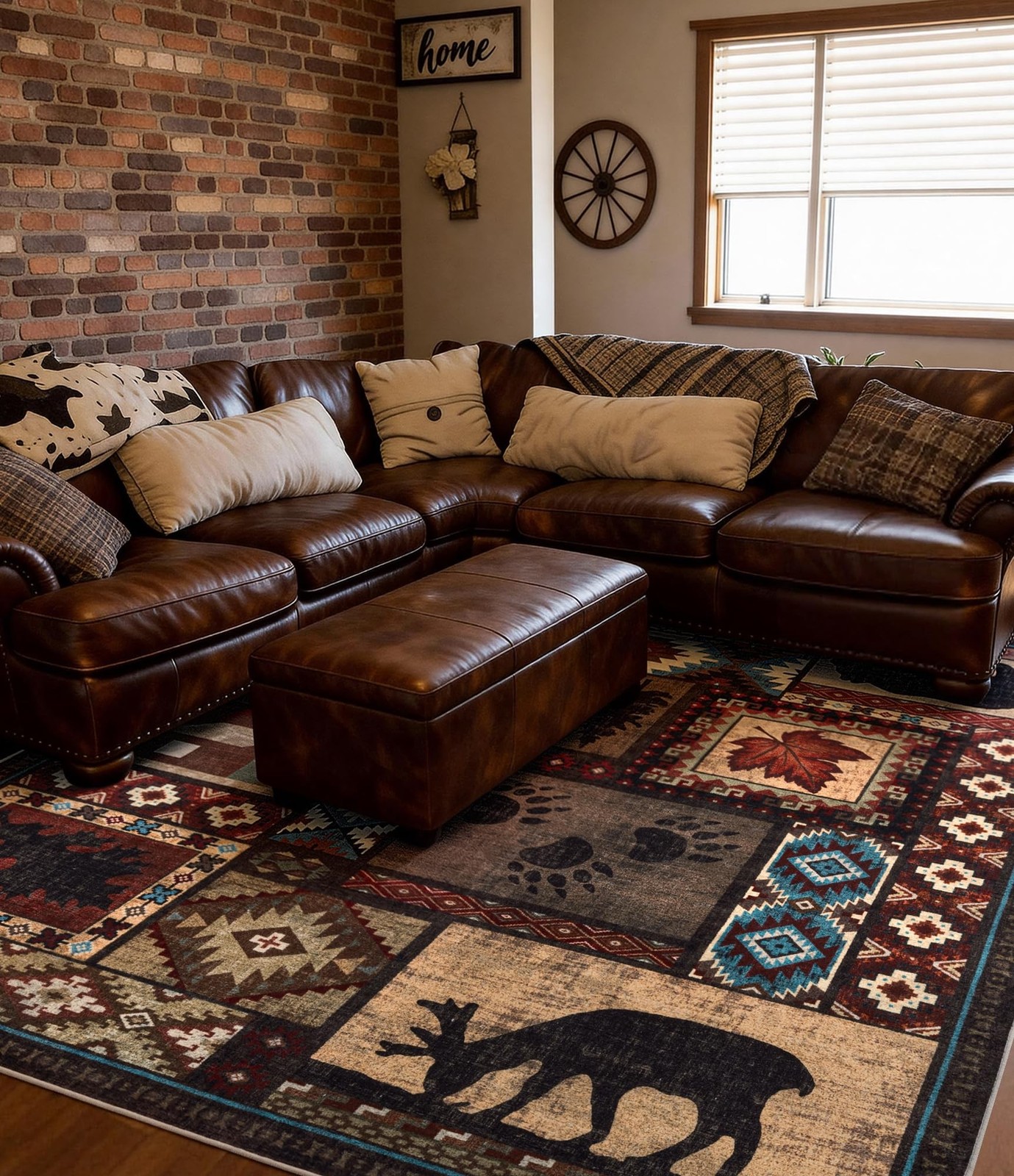 YIHOUSE Rustic Cabin Area Rug 5×7,Machine Washable Lodge Bear Rug,Non-Slip Pile