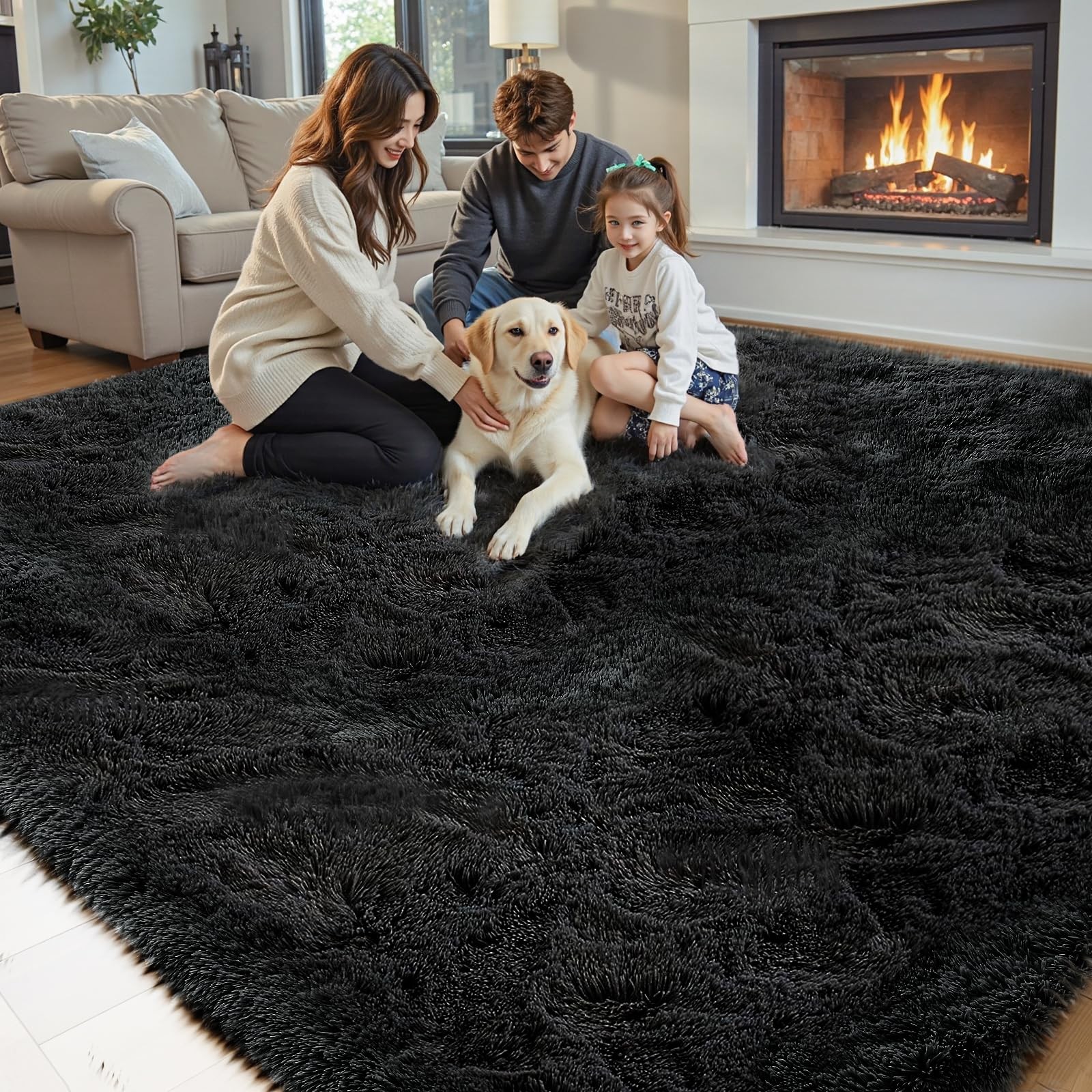 Rugs for Living Room 5×8, Alfombras para Salas Shag Large Plush Soft Area Rug…