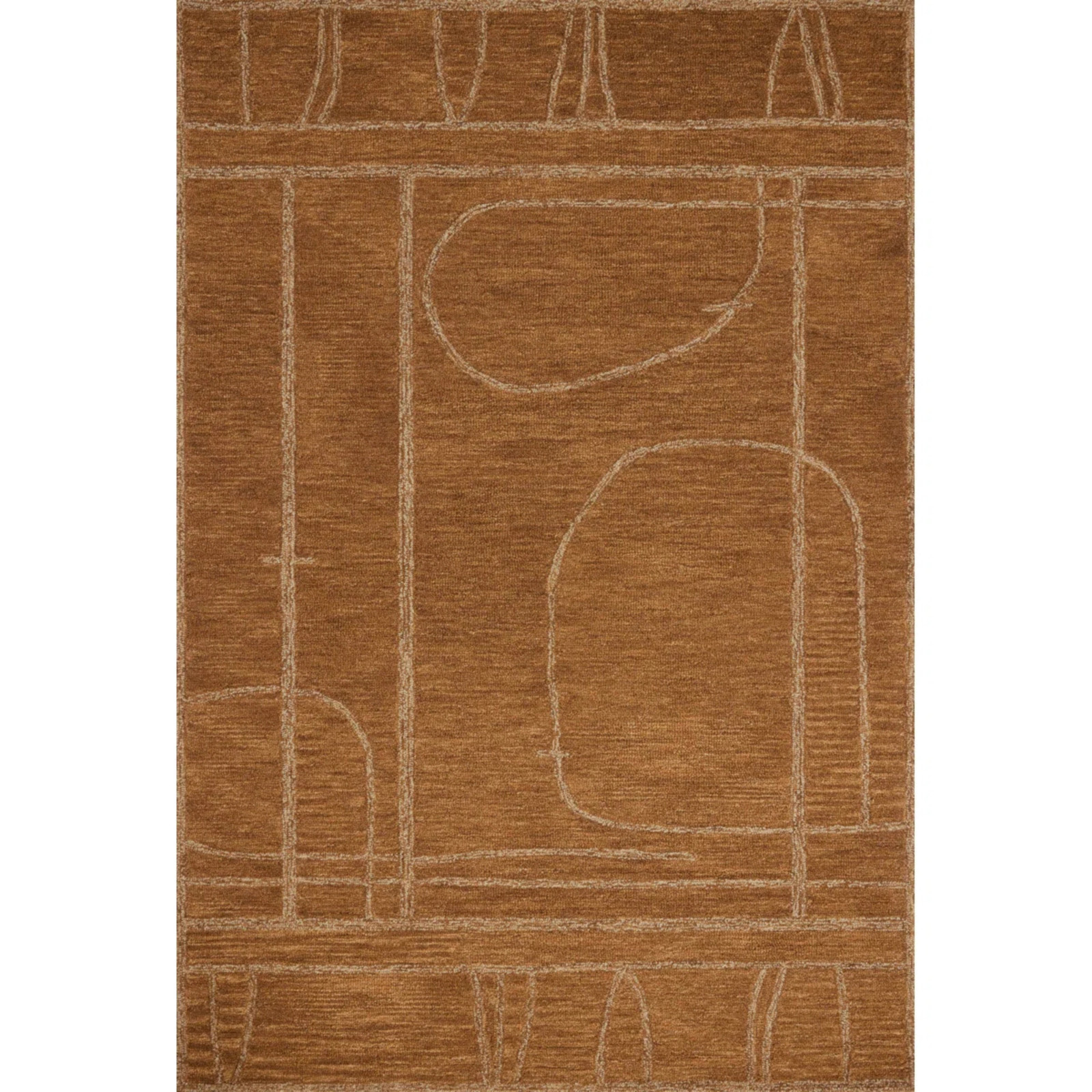 Hand Tufted Wool Area Rug Modern Abstract Brown Carpet Living Room Custom Size