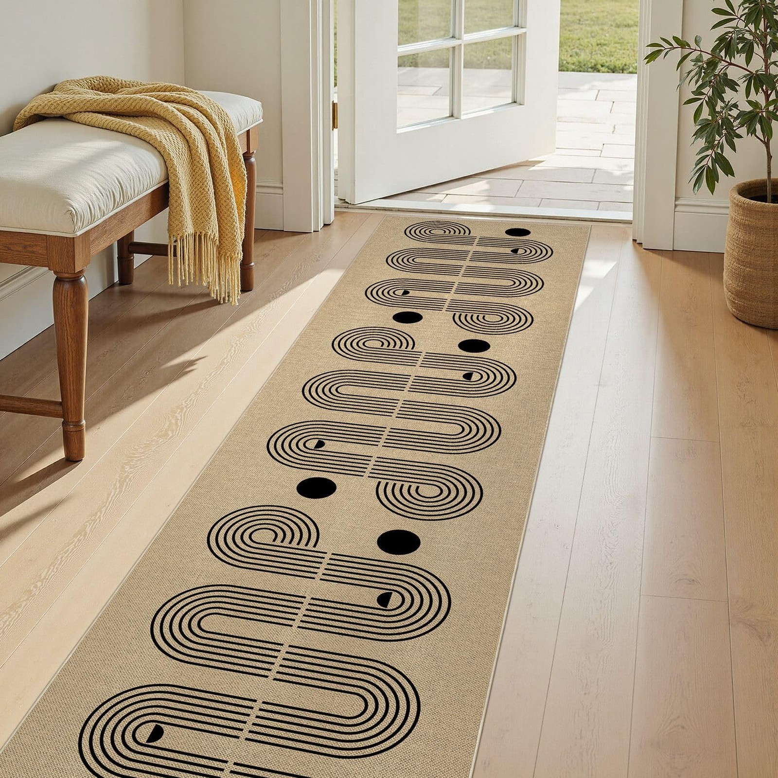 2×8 Outdoor Jute Runner Rug, Neutral Rugs Washable Farmhouse Patio Non Slip R…