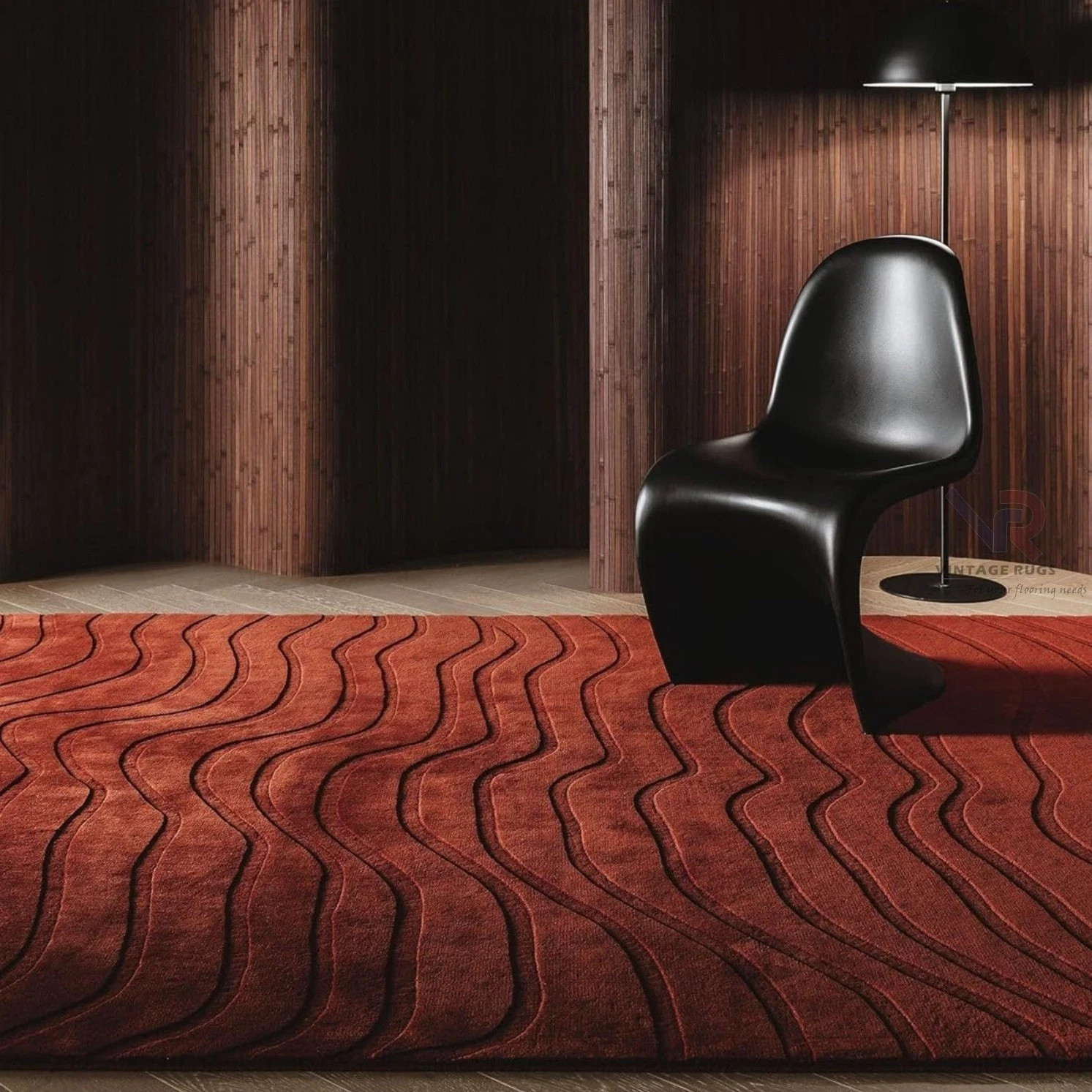 Luxury Hand Tufted Wool Rug Terracotta Modern Abstract Area Rug, Soft Handmade