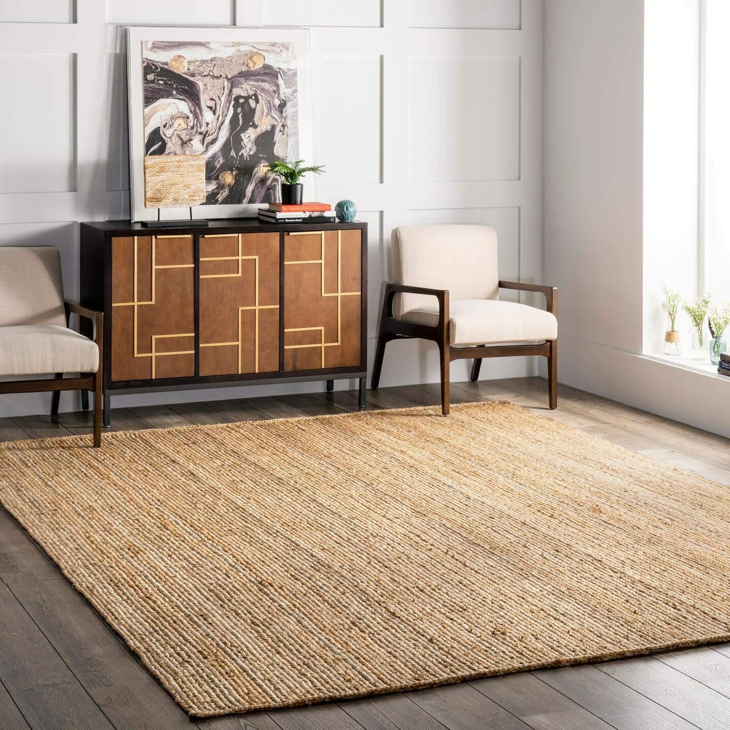 Jute Rug Braided Rug 100%Natural Jute Rug Reversible Handmade Runner Rustic look